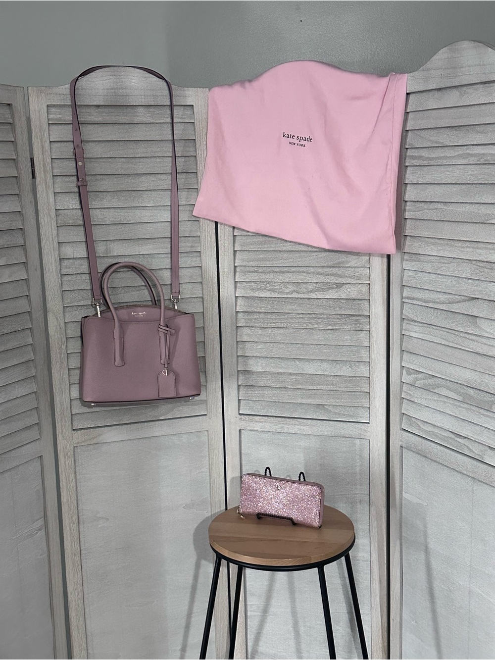 kate spade Mauve Leather Mini Satchel with Crossbody Strap